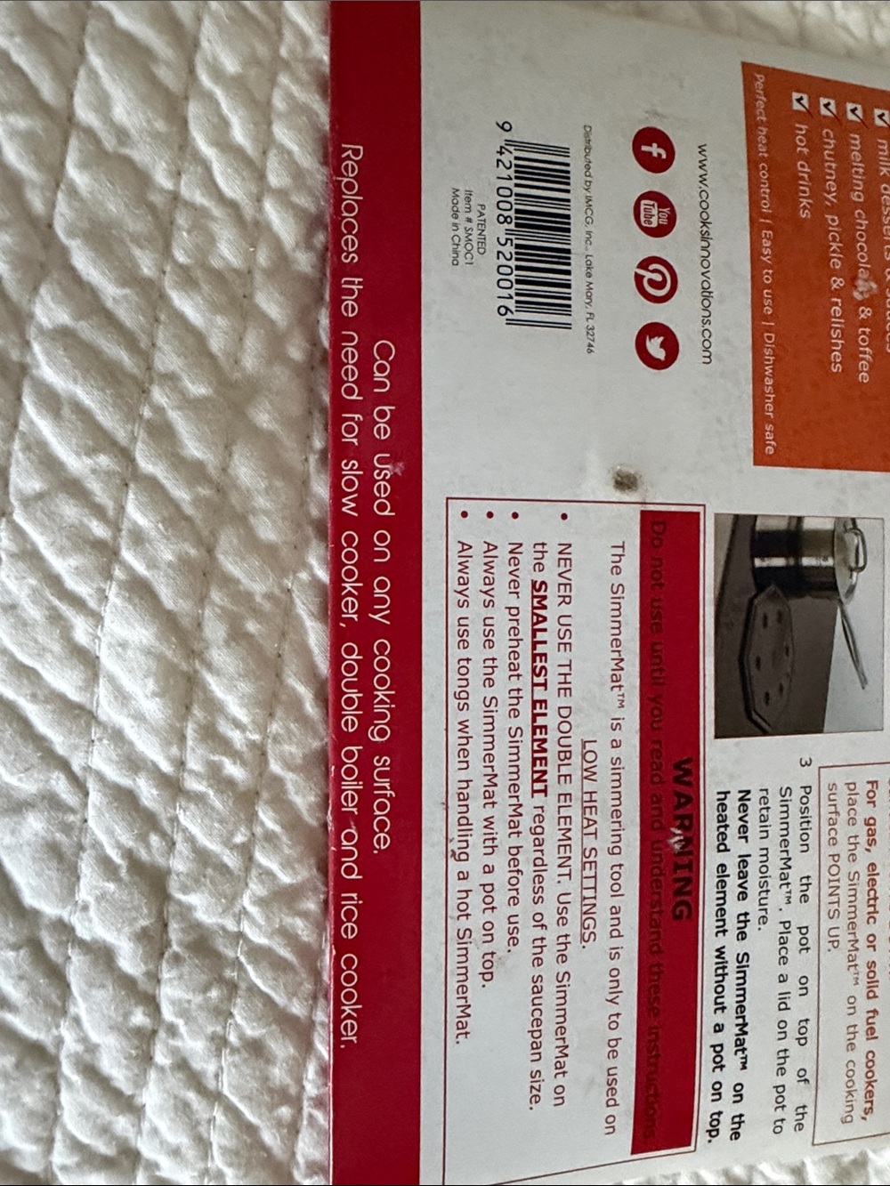 SimmerMat Heat Diffuser - Black, Cooks Innovations. 8” metal - Picture 10 of 11